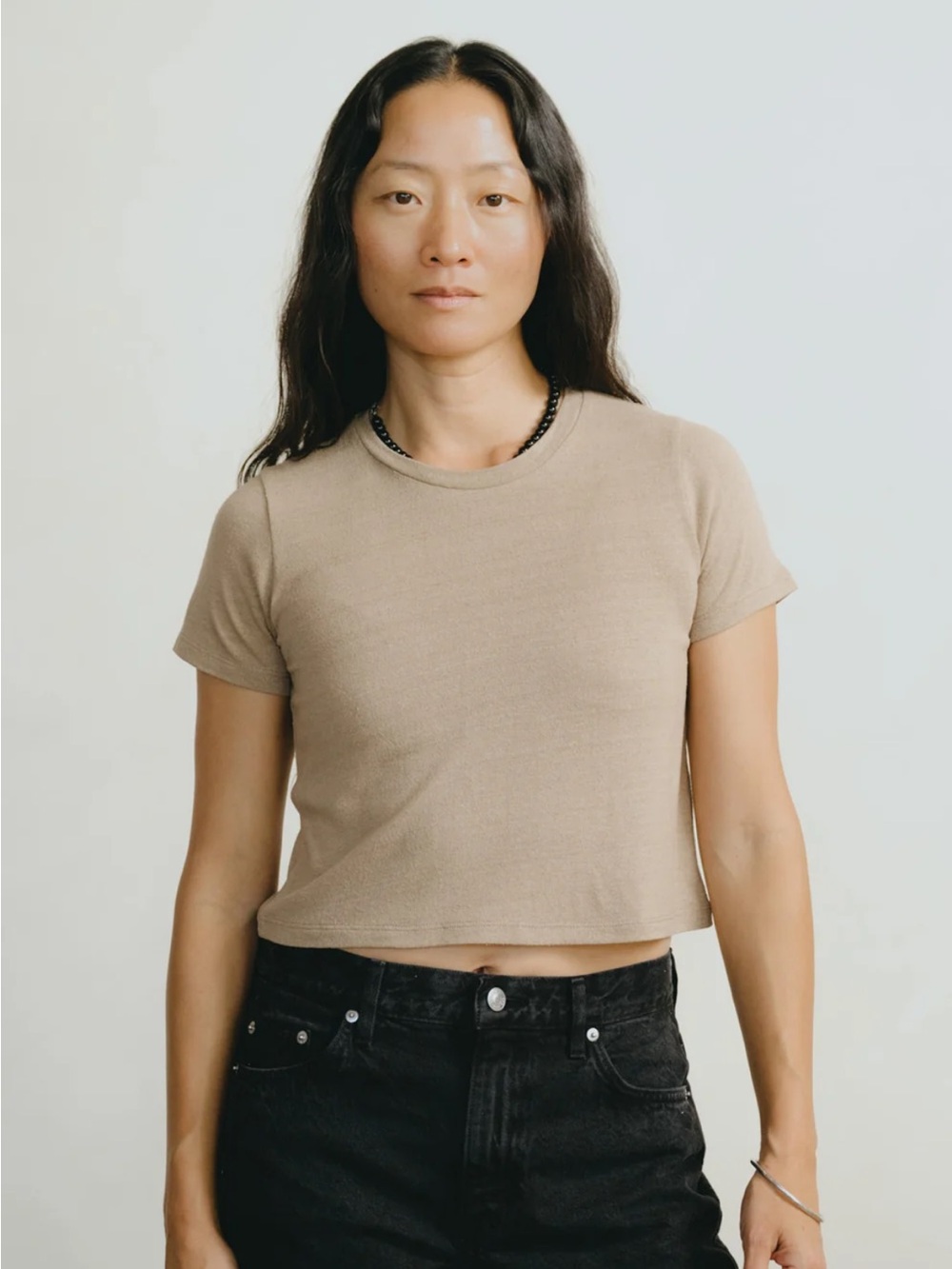 Ozma Lou Tee, 100% Silk Noil Jersey, colour tea size small light brown